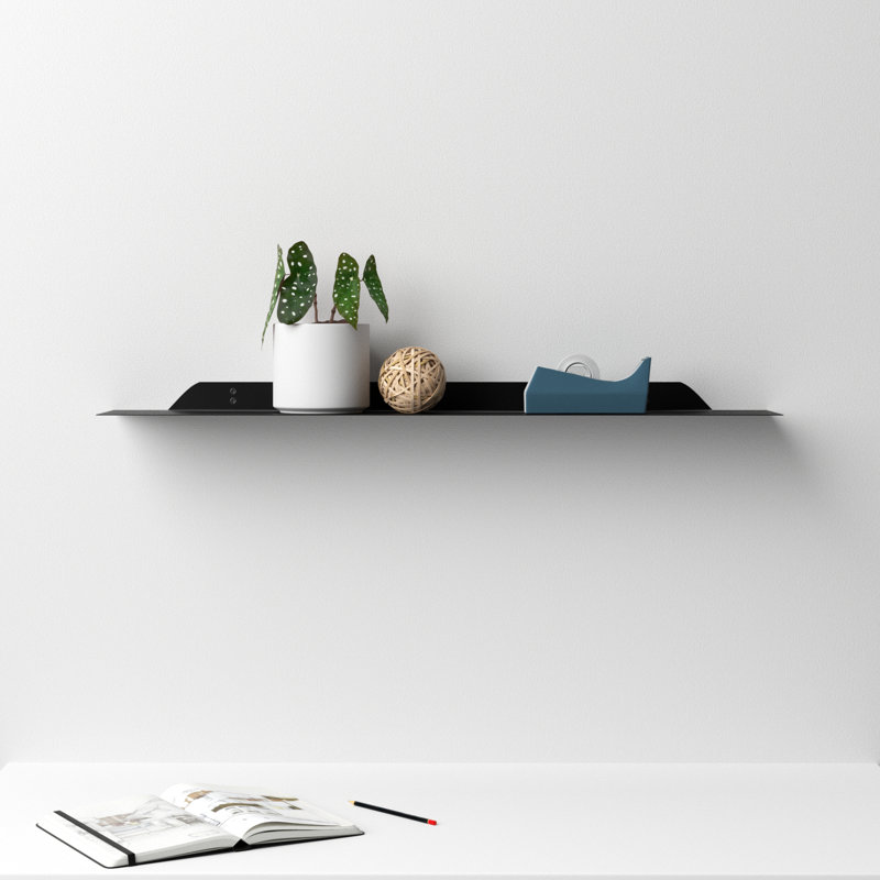 Maja Metal Floating Shelf, Black, 1.75" H x 36" W x 6" D