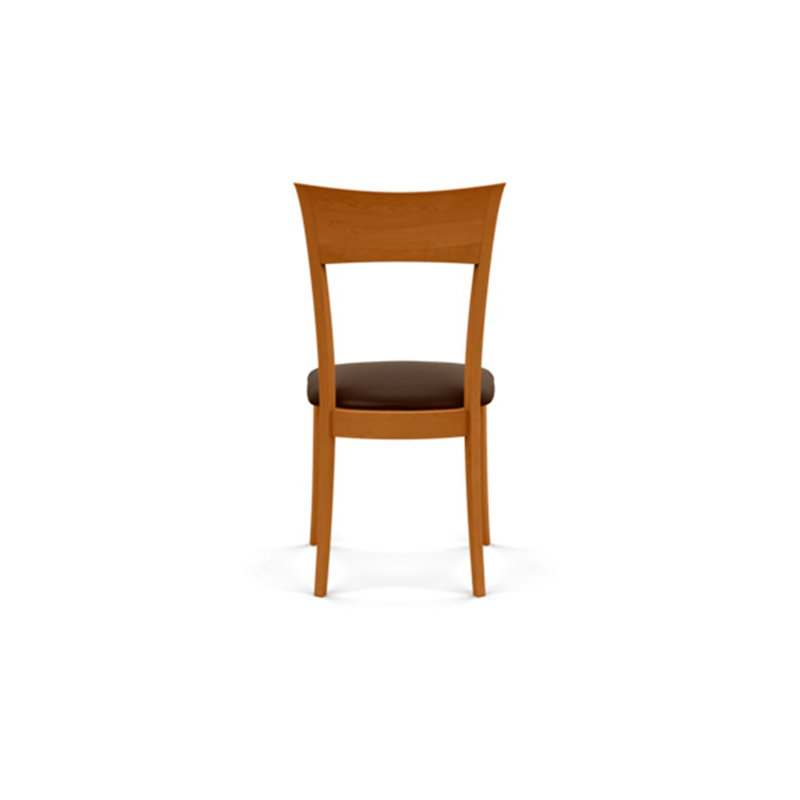 Ingrid Upholstered Dining Chair, Coffee Leather, Natural Cherry