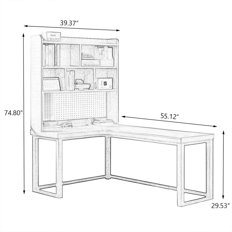 Bureau rectangulaire en bois massif brun clair, H 29,53 po x l 55,12 po x P 39,37 po, Retour à gauche