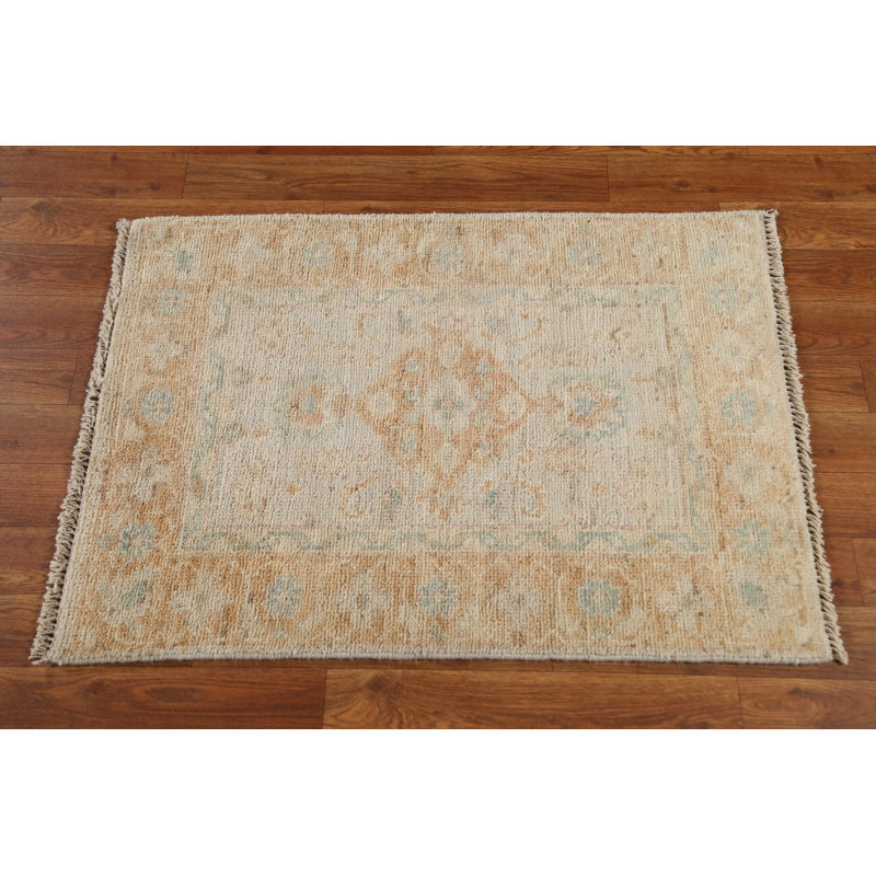 One-of-a-Kind 2' x 2'10" New Age Rectangle Wool Area Rug in Ivory and Orange