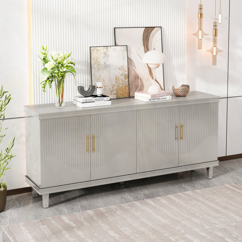 Grande armoire pratique à 4 portes avec capacité de charge élevée, Champagne