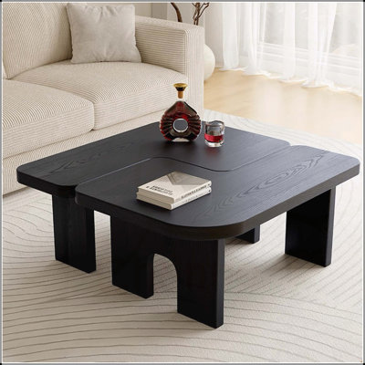Modern Black Wooden Nesting Coffee Table Set