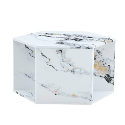 Hexagonal Coffee Table - Characteristic Stickers, Extra Storage With Multi Design, Simple Yet Stylish For Any Scene, Smooth And Easy To Clean, Stable & Load-bearing, Modern Outline, Space Stand-up,