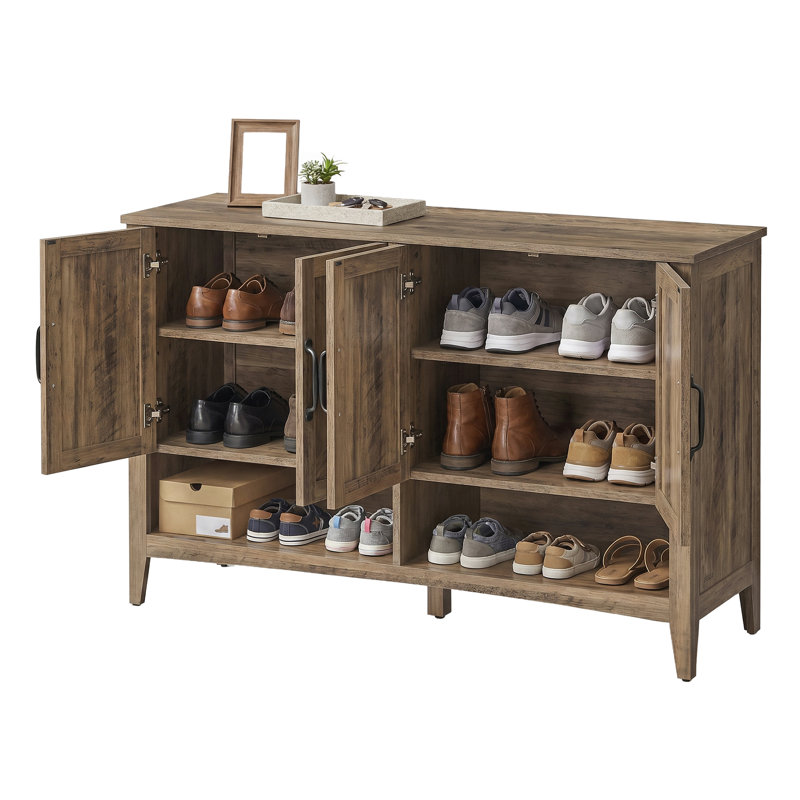 18 Pair Shoe Storage Cabinet, Honey Brown