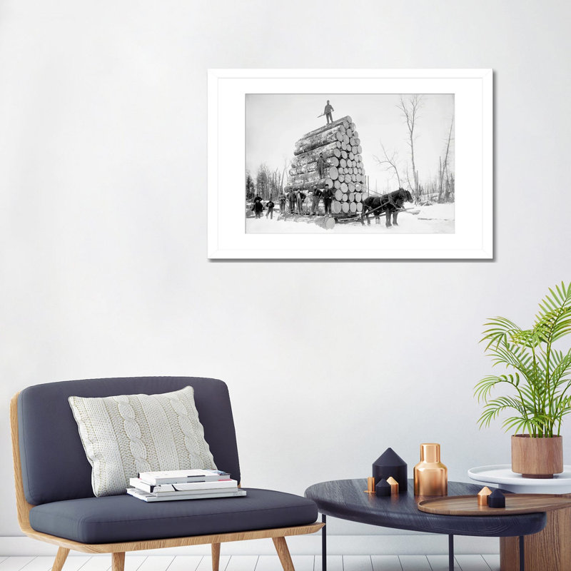 «Timber Logging, Late 19e Century», reproduction d'art sur papier encadré, 32 po x 24 po, Framed Paper, Blanc