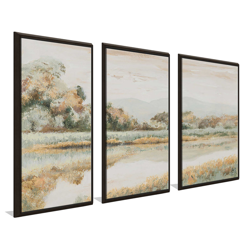 Rio Lindo - 3 pièces, peinture sur toile à cadre flottant, L 52,5 po x H 33,5 po