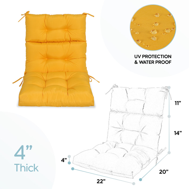Outdoor 2 Pcs Set High Back Patio Chair Cushions, Adirondack Chair Cushion For Garden Porch Home Office Chair Use, 22''X 4'', 2 Pack