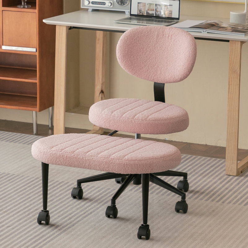 Swivel Cross Legged Office Chair, Velvet, White