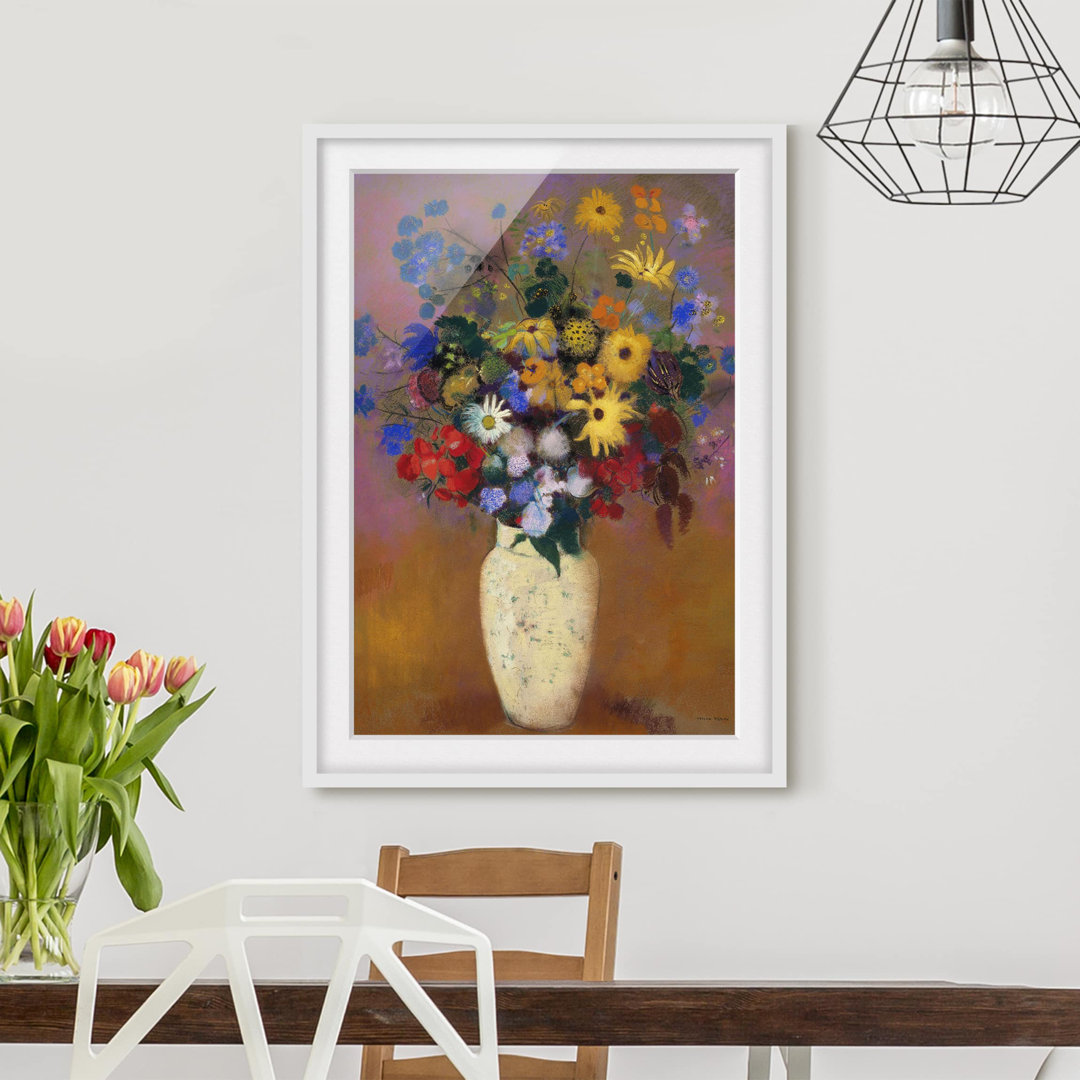 Gerahmtes Papierbild Blumen in einer Vase