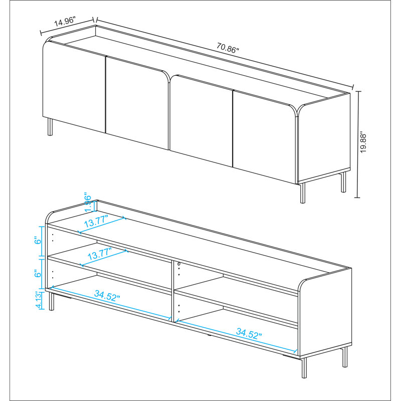 Bogardus White Mid-Century Modern TV Stand with Cabinets