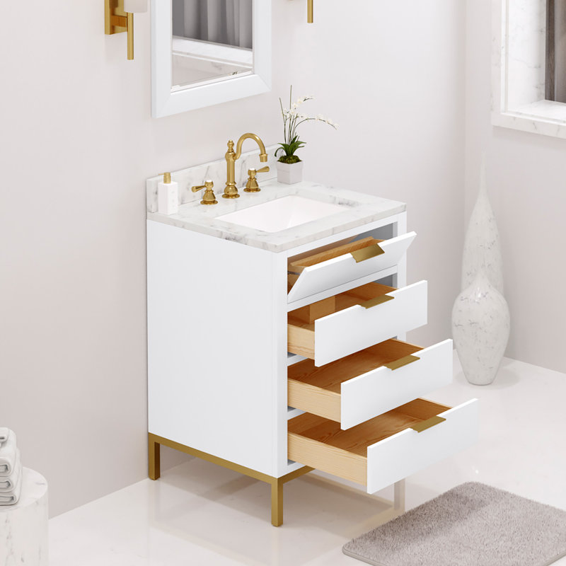 Gervais Single Bathroom Vanity Set, Pure White, 24", No