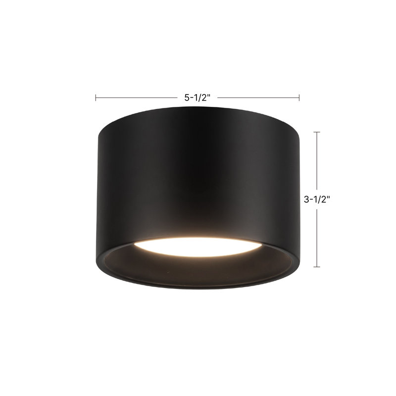 Uma 6-in Black dimmable LED Semi-Flush Mount, White