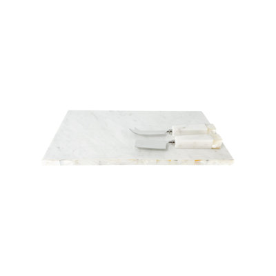 Ensemble de planche à fromage et de couteaux en marbre blanc Mother of Pearl