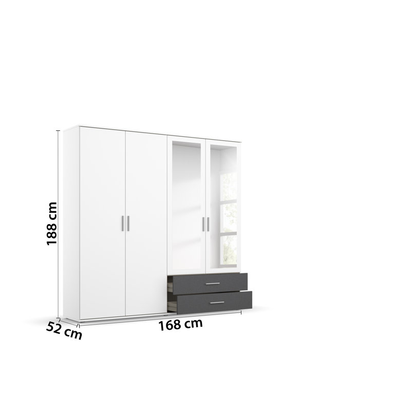Rasant 4 Door Wardrobe, Alpine White/Metallic Grey