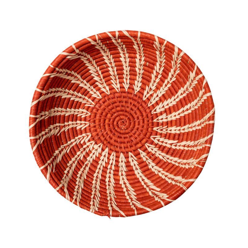 Raffia Stitched Basket, Terracotta