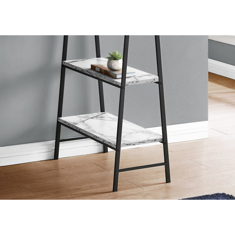 Bureau d'ordinateur, bureau personnel, ordinateur portable, tablettes de rangement, L 48 po, travail, métal stratifié aspect marbre, contemporain, moderne