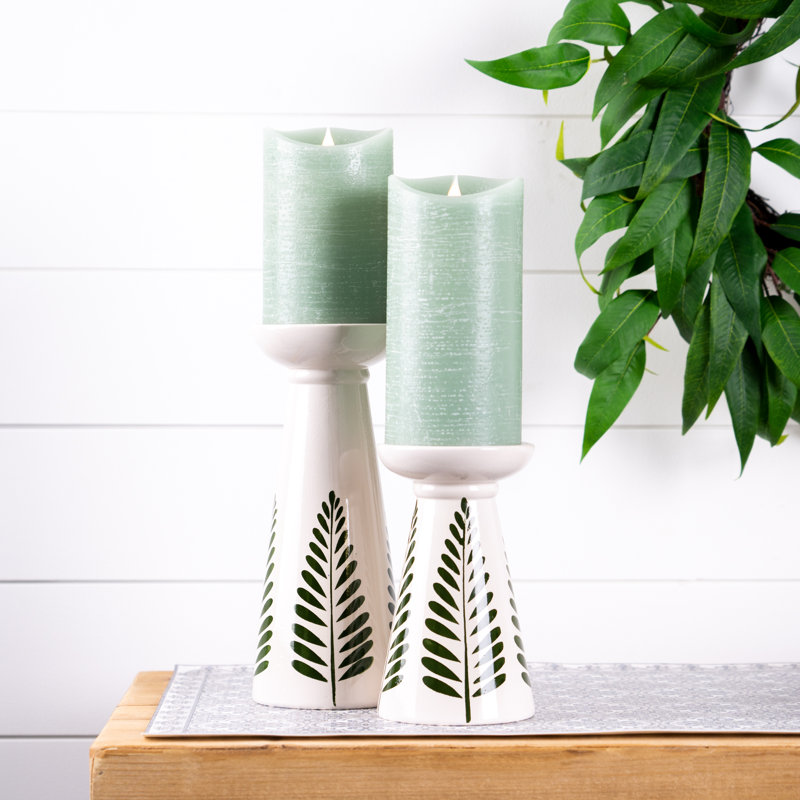 2 Piece Ceramic Tabletop Candlestick Set