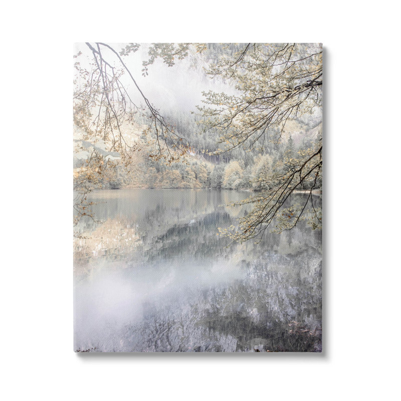 Art de giclée de réflexion de paysage d'étang brumeux par Irene Weisz, H 48 po x l 36 po x P 1,5 po, Toile tendue