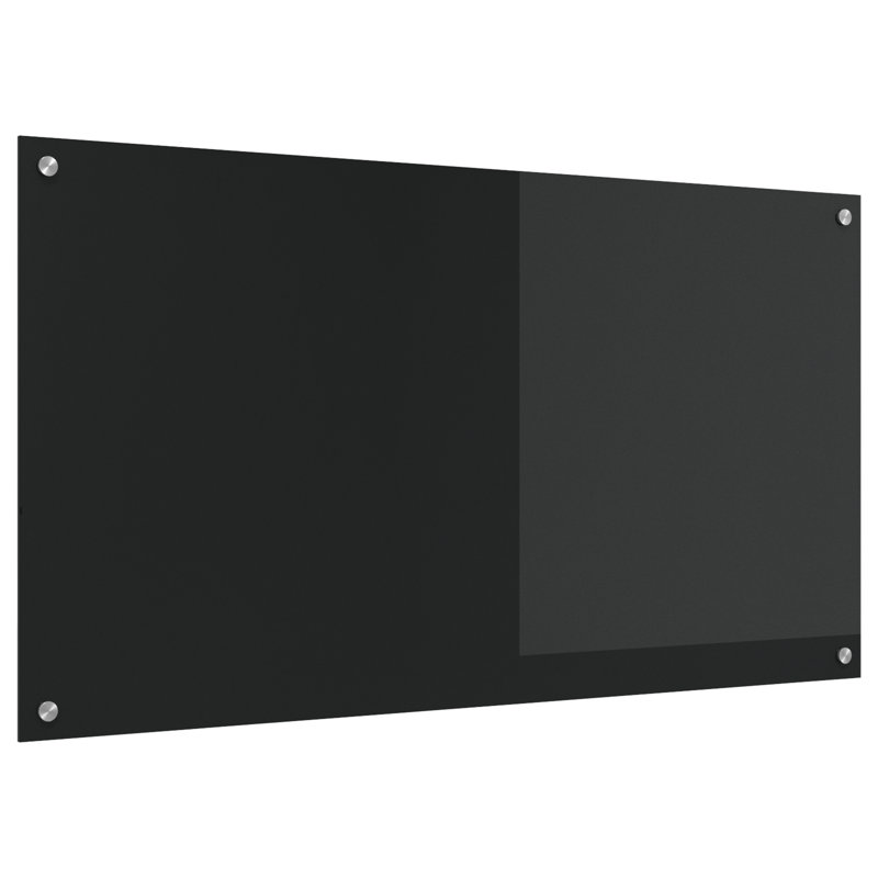 Kitchen Backsplash Tempered Glass, 60 x 120 cm, Black
