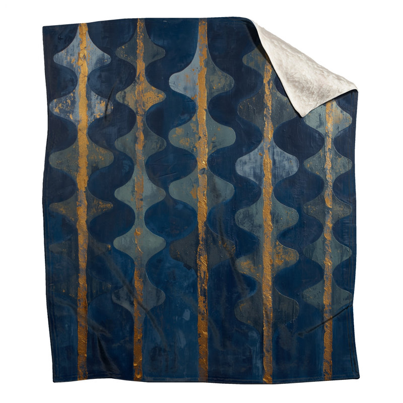 Couvertures à rayures bleues et dorées, L 50 po x H 60 po