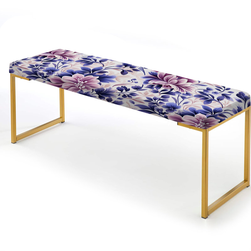 Moroccan Damask Poppies Intrigue - Banc rembourré damassé doré