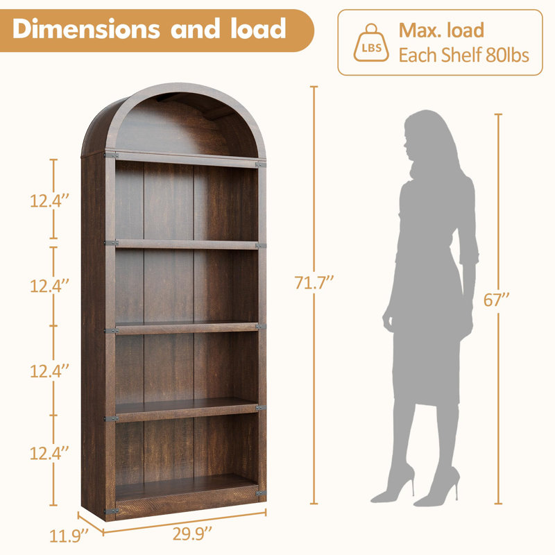 182.1cm H x 75.9cm W Standard Bookcase, Red