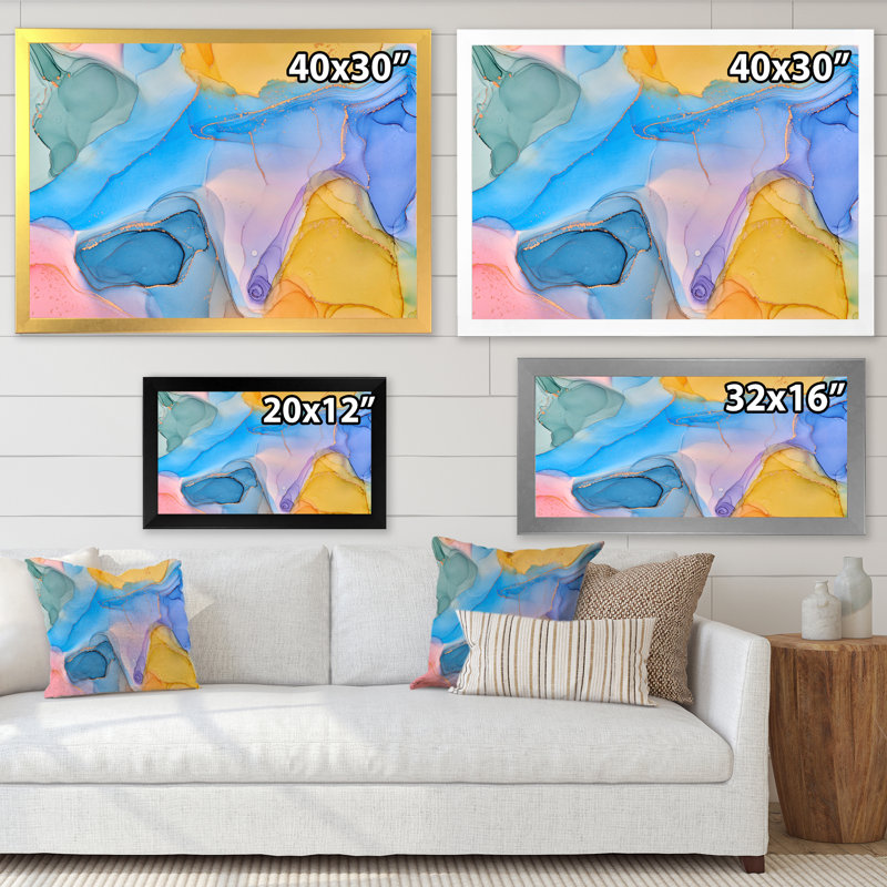 «Blue and Yellow Tender», impression sur toile, Toile à cadre d'angle fermé doré, H 24 po x l 32 po