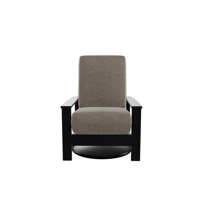 Chaise berçante pivotante cachée en polymère Leeward, Tissage uni cendre coulée Sunbrella®, Noir