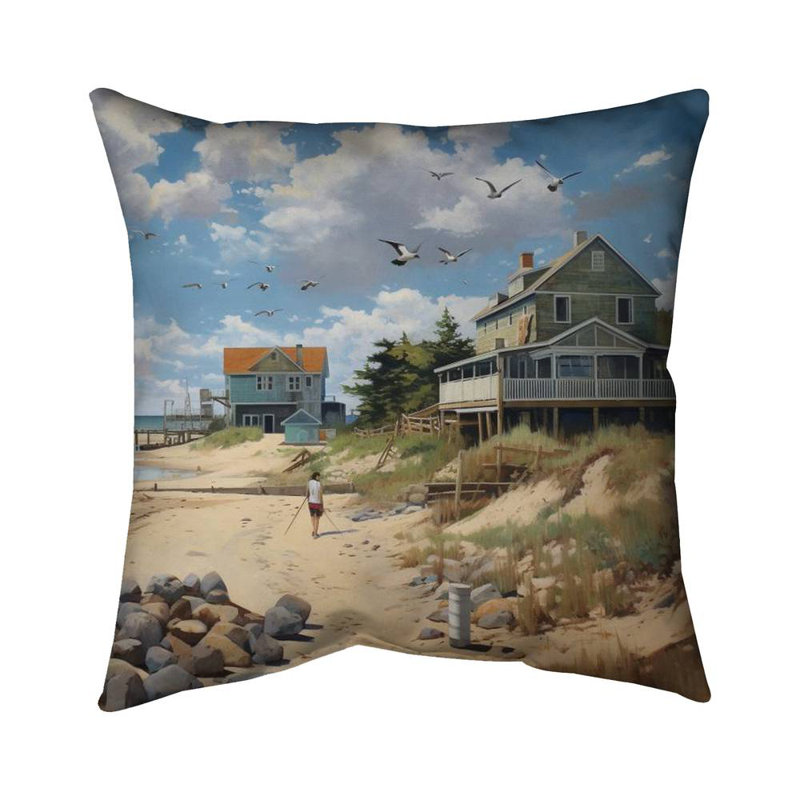 Beach Walk - Office Beach – Throw Pillow Cover Only, Double-Sided Print, Insert Not Included