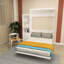 Lit escamotable horizontal avec tablettes de rangement et lattes de soutien pour la chambre à coucher-497796964