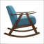 Chaise berçante Modern Home Furniture avec revêtement en tissu bleu, finition noyer foncé et assise et dossier confortables