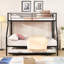 Lit superposé simple au-dessus d'un lit double en métal avec lit gigogne - Économisez de l'espace, facile à assembler, aucun sommier tapissier nécessaire, construction de style moderne de style contemporain, peu encombrant, à assembler,