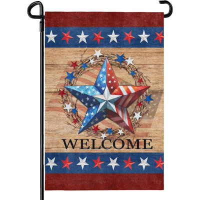 4th of July Garden Flags 12X18 IN Double Sided Barnstar Patriotic Flag for Memorial Independence Farmhouse Yard Outside Decoration