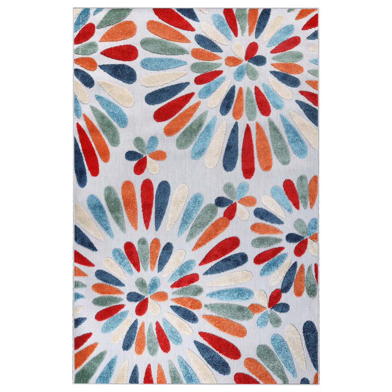 Rectangle Cotita Floral Outdoor Patio Garden 100% Polypropylene Weather-Resistant Area Rug, Rectangle 4' x 6'