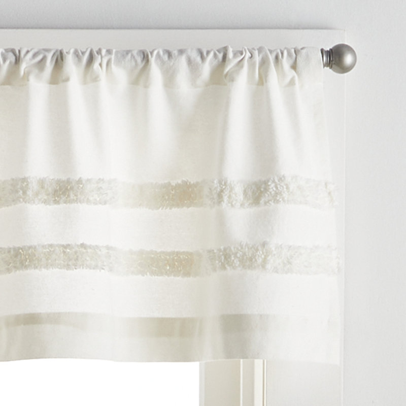 Ivory Textured Rod Pocket Valance and Tier Curtain Set