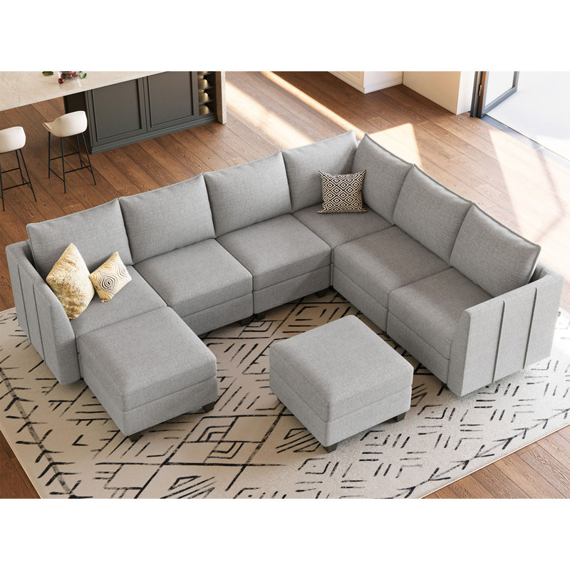 Aurora 8 Ottomans With 7 Backrest Livingroom Sofa Storage Couch Convertible Modular Sofa Sectional Couch With Detachable Washable Cushion