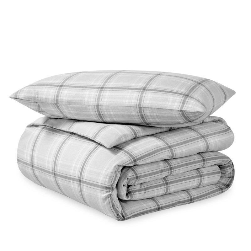 Flannel Duvet Cover and Sham Set, Tartan Plaid, Twin/Twin XL Duvet Cover + 1 Standard Sham