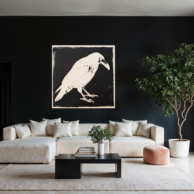 Art mural Stark White Raven, H 48 po x l 48 po