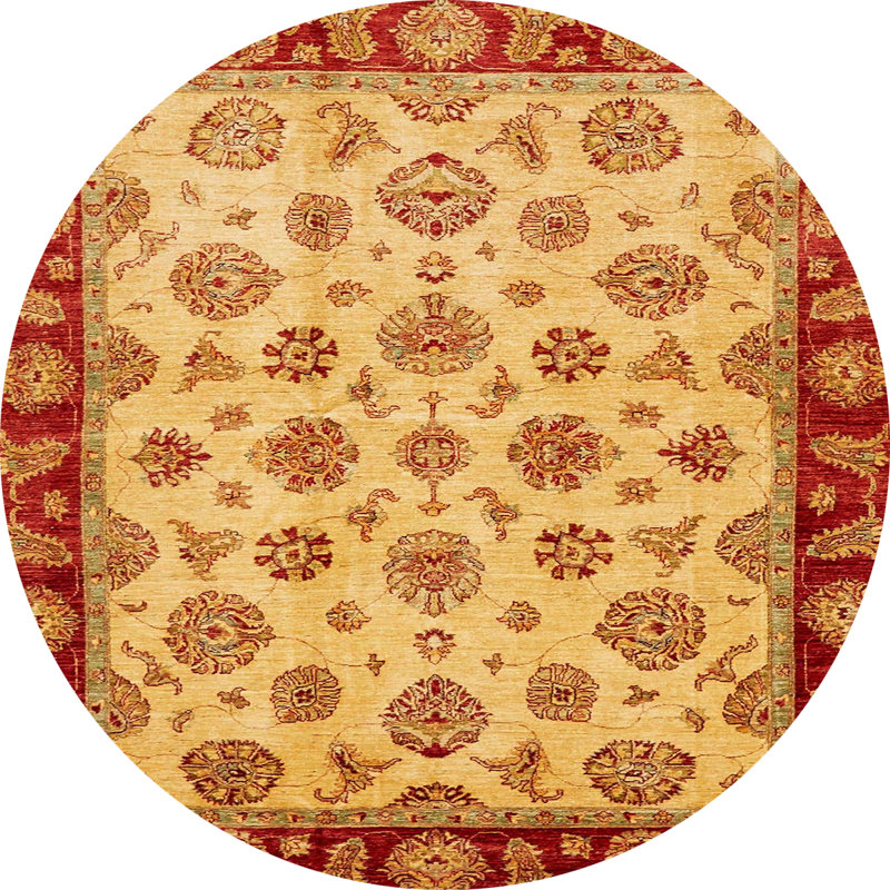Wool Abstract Indoor Rug, Round 4'