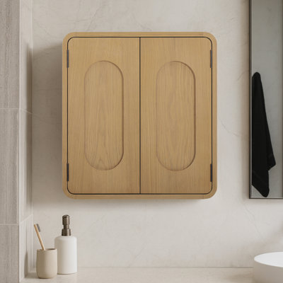 Tenley Solid Wood Wall Cabinet with Adjustable Shelf and Recessed Pull Channels for Bathroom or Kitchen Storage
