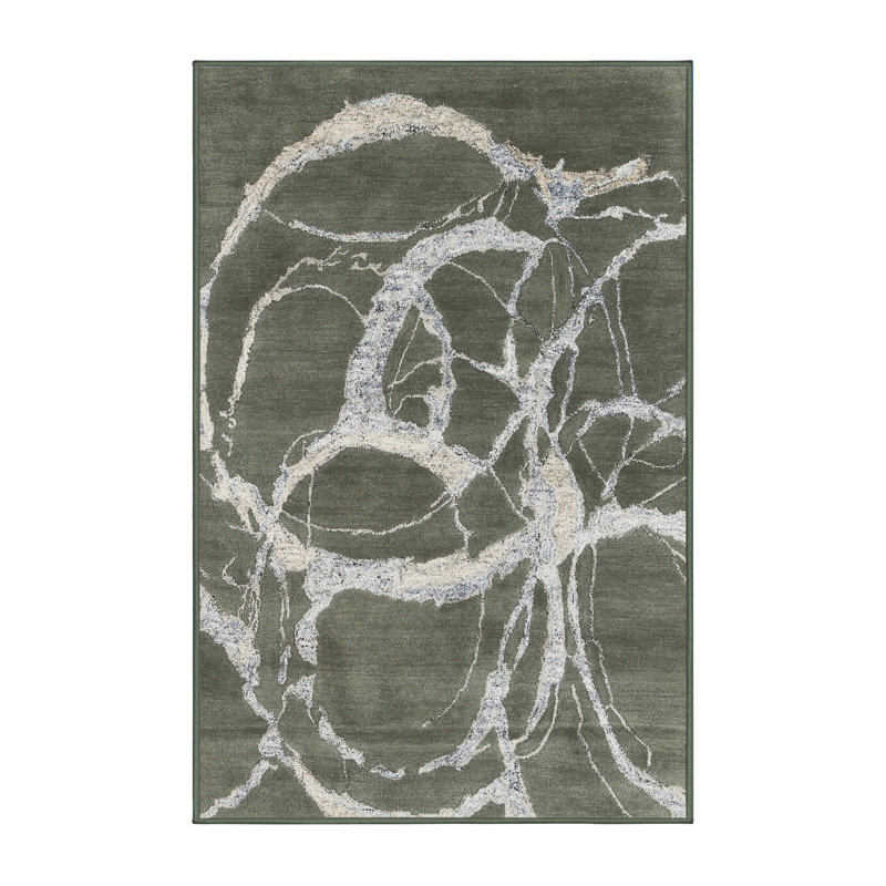 Tapis abstrait gris / beige, Rectangle 5 pi x 7 pi