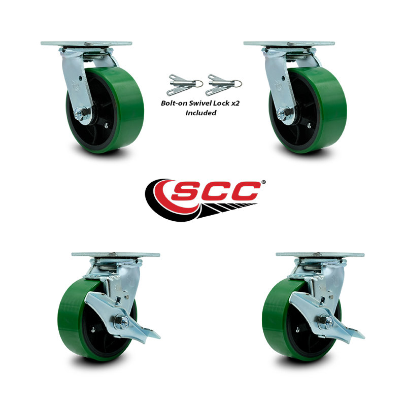 4 Piece Polyurethane on Steel Caster Set
