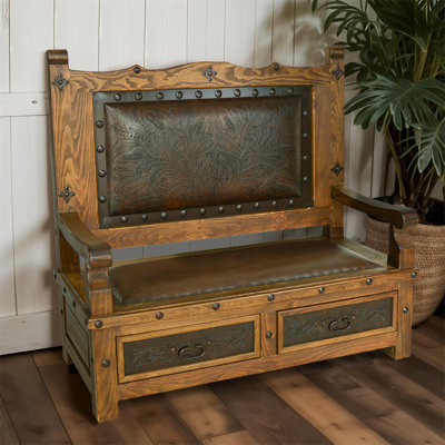 Ettienne Genuine Leather Upholstered Storage Bench