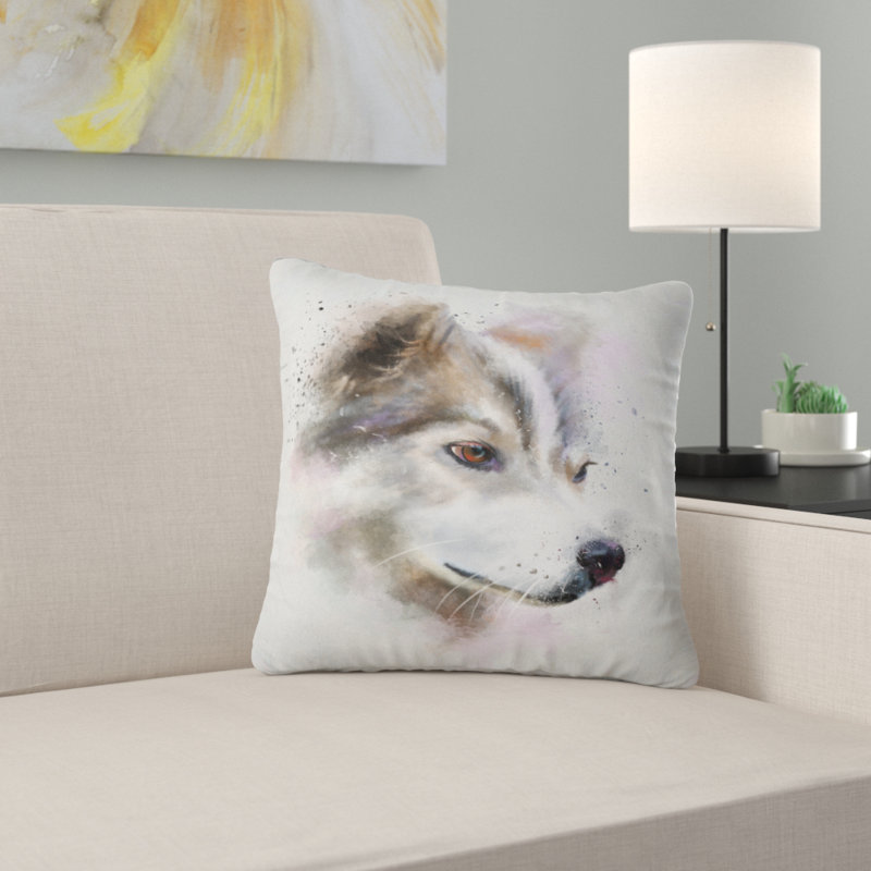 Adorable aquarelle de chien brun - coussin imprimé animal, 16 po x 1 po, Coussin décoratif