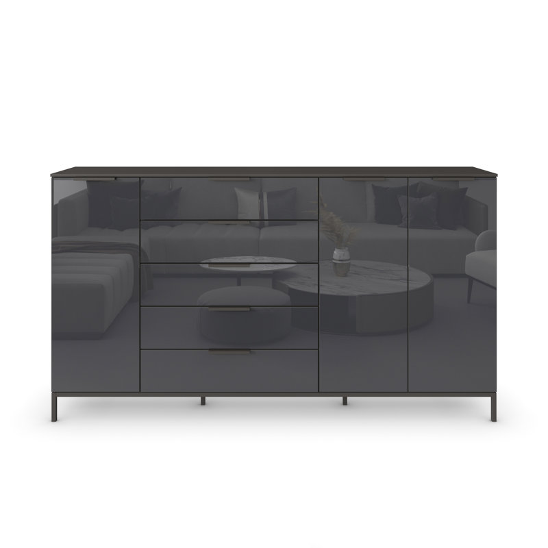Flipp 5 - Drawer Chest of Drawers, Graphite/Glass Basalt