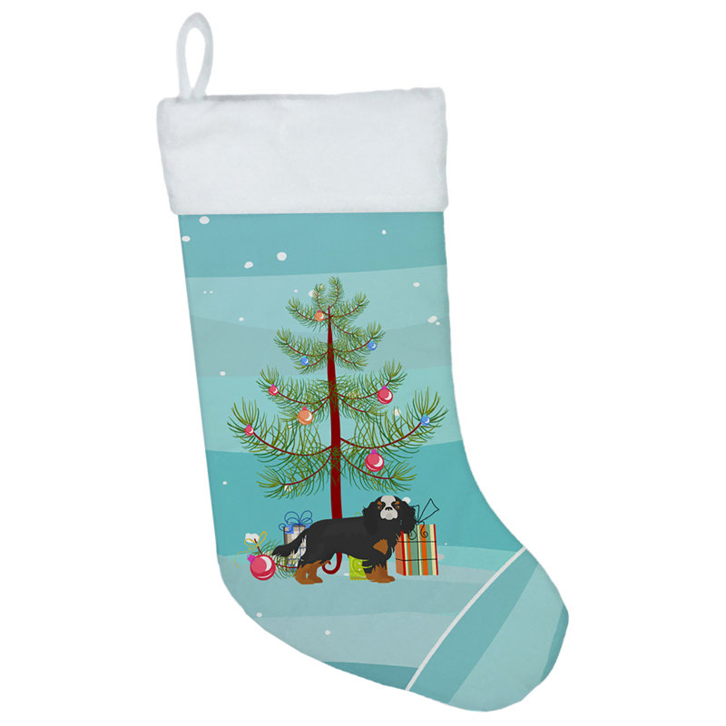 Chaussette de noël joyeux de noël, Épagneul Cavalier King Charles noir