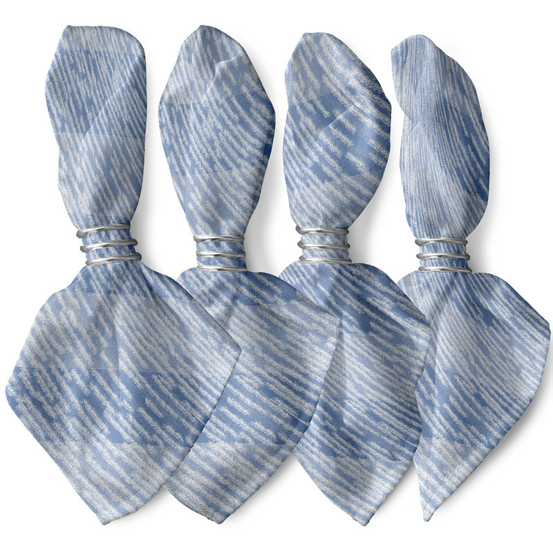Ayvrie Polyester Striped Square Napkin, Blue