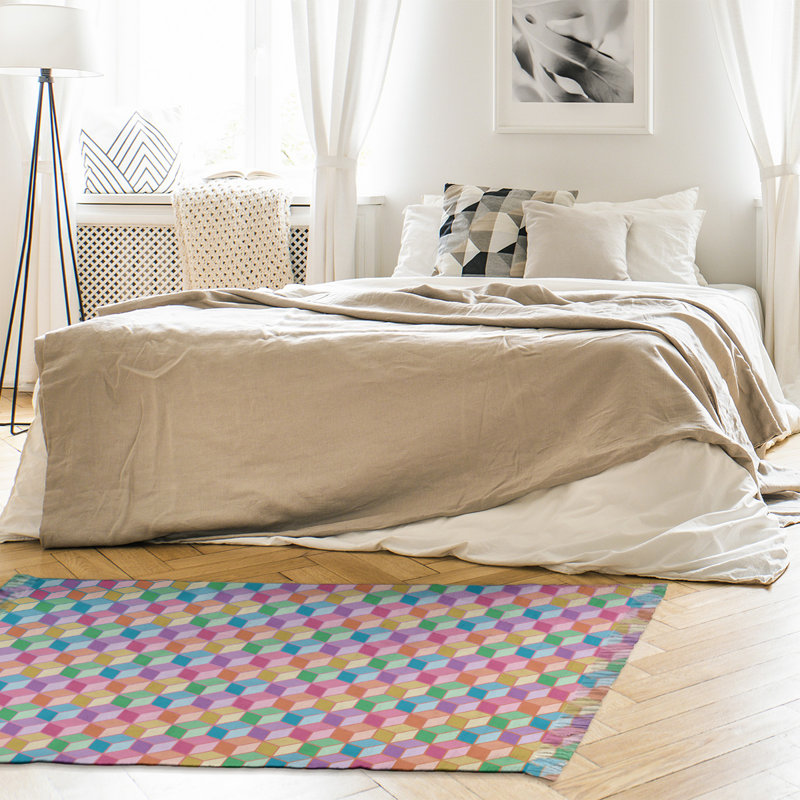 Jaune cube/bleu/rouge Tapis décoratif, non