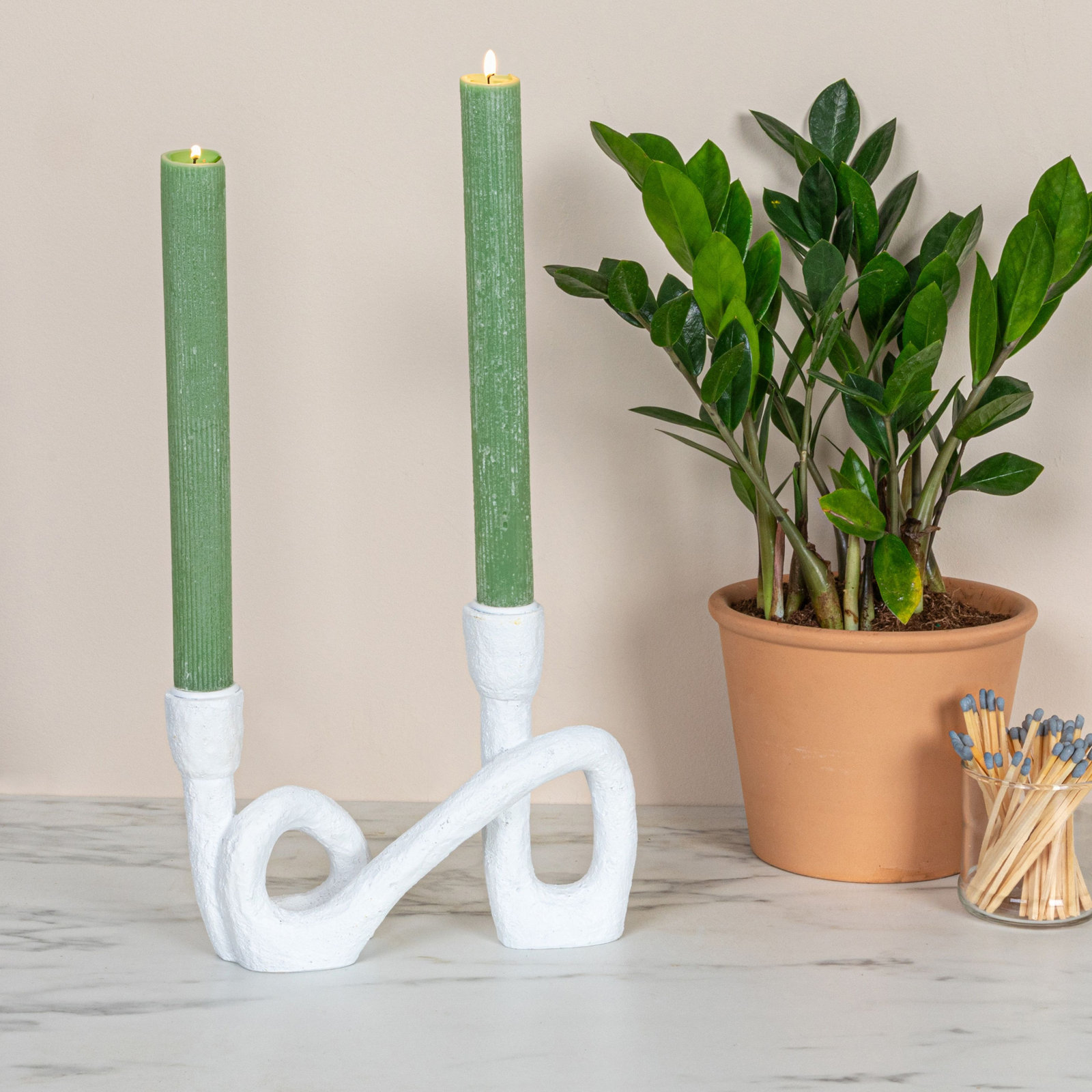 Resin Candelabra, White