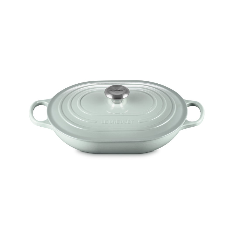 Le Creuset Enameled Cast Iron Signature Oblong Dutch Oven With Lid, 3.75 Qt. - Sea Salt, Light Green